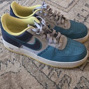 Nike Air Force 1 Low Teal & Yellow Sneakers